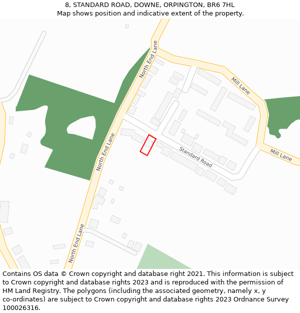 8, STANDARD ROAD, DOWNE, ORPINGTON, BR6 7HL: Location map and indicative extent of plot