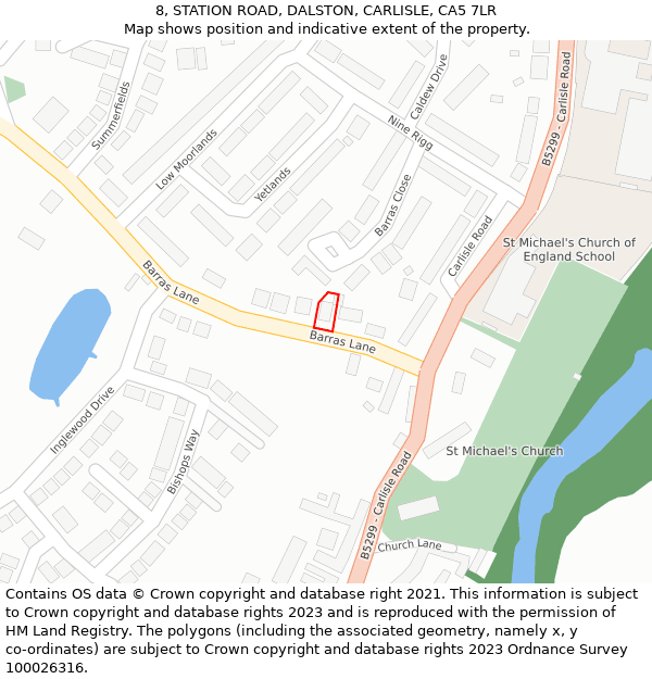 8, STATION ROAD, DALSTON, CARLISLE, CA5 7LR: Location map and indicative extent of plot