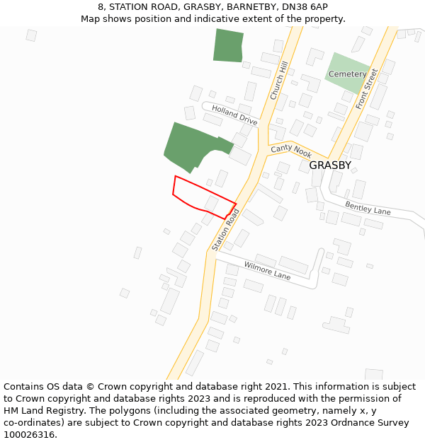 8, STATION ROAD, GRASBY, BARNETBY, DN38 6AP: Location map and indicative extent of plot