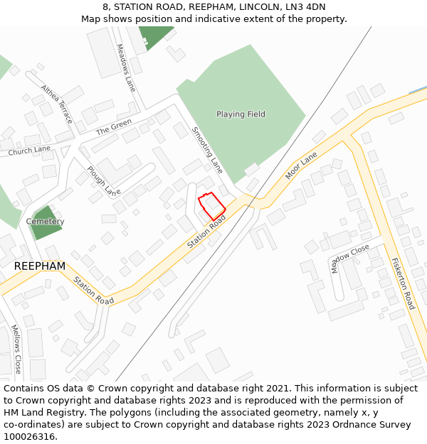 8, STATION ROAD, REEPHAM, LINCOLN, LN3 4DN: Location map and indicative extent of plot