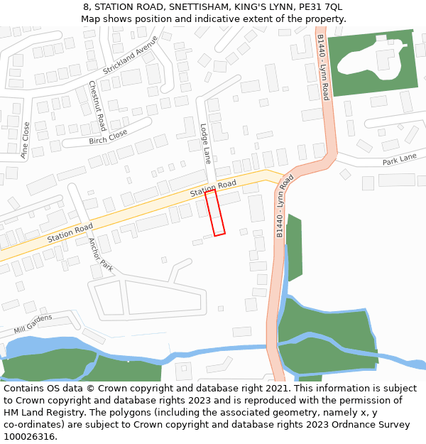 8, STATION ROAD, SNETTISHAM, KING'S LYNN, PE31 7QL: Location map and indicative extent of plot