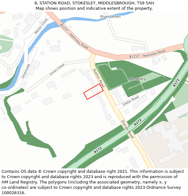 8, STATION ROAD, STOKESLEY, MIDDLESBROUGH, TS9 5AH: Location map and indicative extent of plot