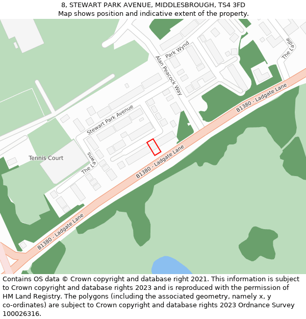 8, STEWART PARK AVENUE, MIDDLESBROUGH, TS4 3FD: Location map and indicative extent of plot