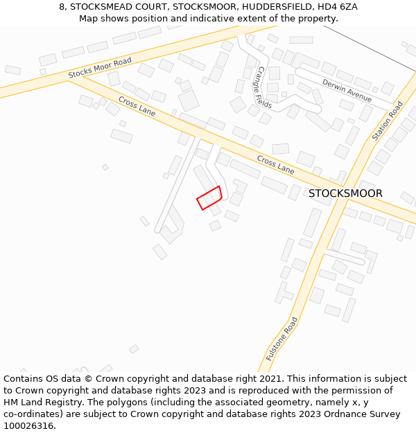 8, STOCKSMEAD COURT, STOCKSMOOR, HUDDERSFIELD, HD4 6ZA: Location map and indicative extent of plot