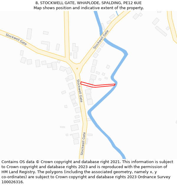 8, STOCKWELL GATE, WHAPLODE, SPALDING, PE12 6UE: Location map and indicative extent of plot