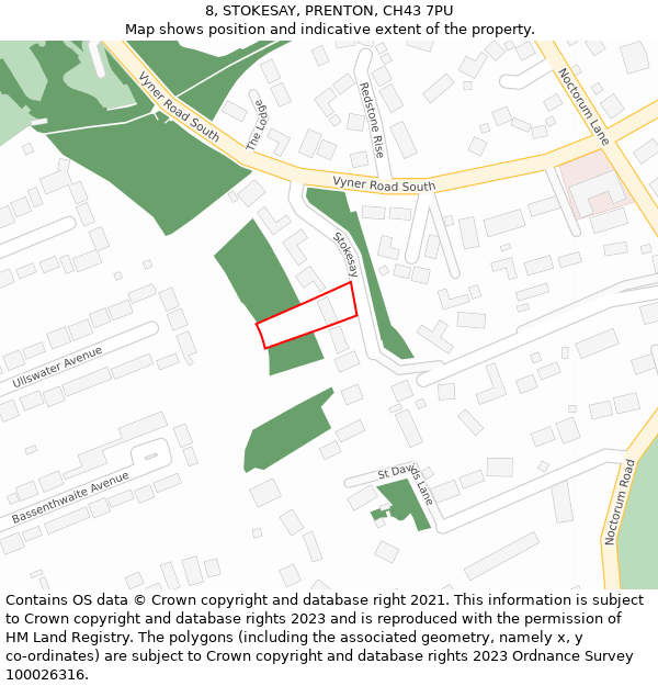 8, STOKESAY, PRENTON, CH43 7PU: Location map and indicative extent of plot