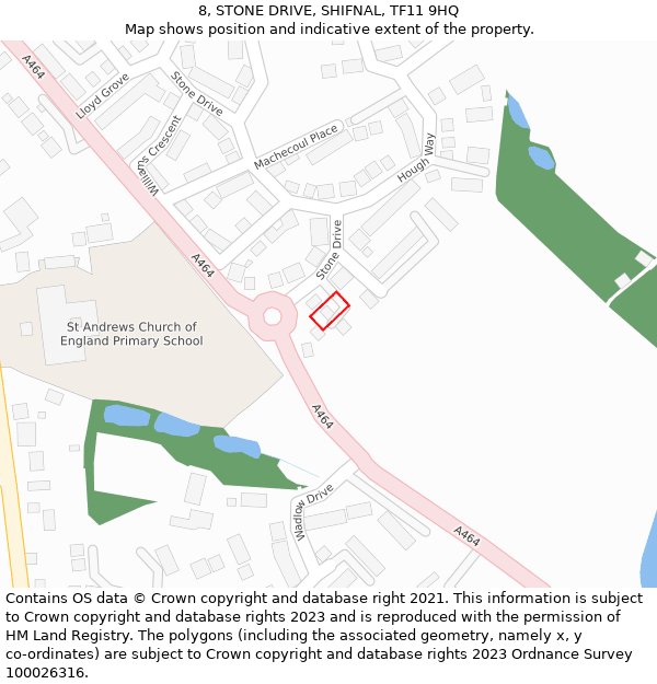 8, STONE DRIVE, SHIFNAL, TF11 9HQ: Location map and indicative extent of plot