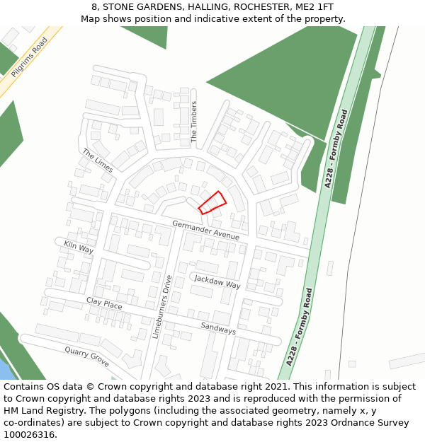 8, STONE GARDENS, HALLING, ROCHESTER, ME2 1FT: Location map and indicative extent of plot