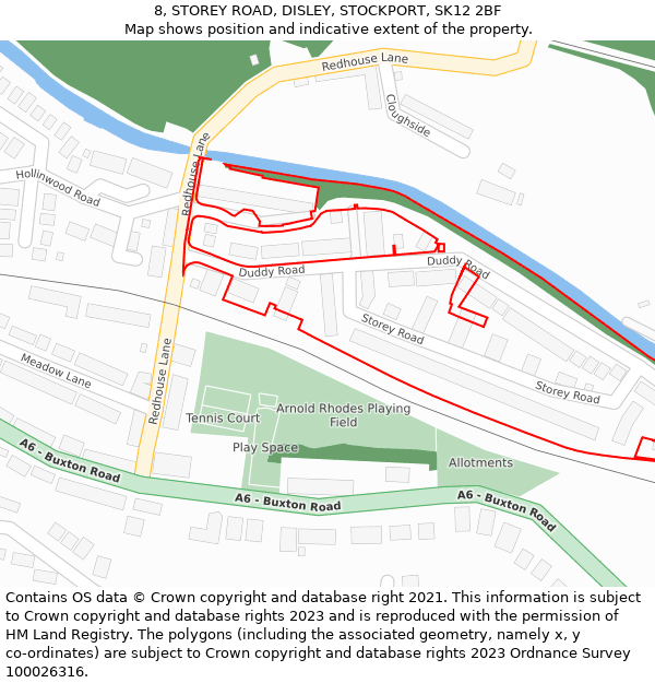 8, STOREY ROAD, DISLEY, STOCKPORT, SK12 2BF: Location map and indicative extent of plot