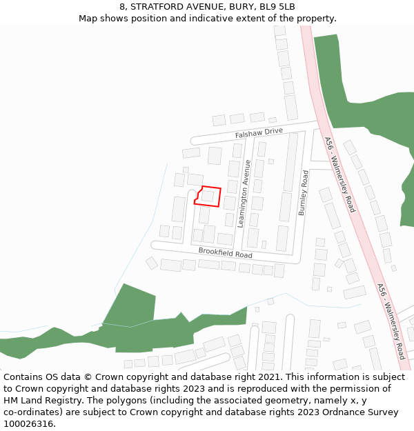8, STRATFORD AVENUE, BURY, BL9 5LB: Location map and indicative extent of plot
