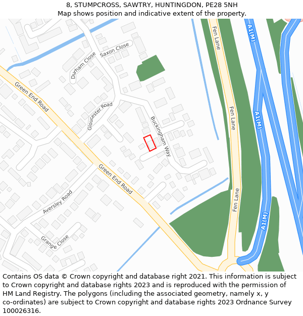 8, STUMPCROSS, SAWTRY, HUNTINGDON, PE28 5NH: Location map and indicative extent of plot