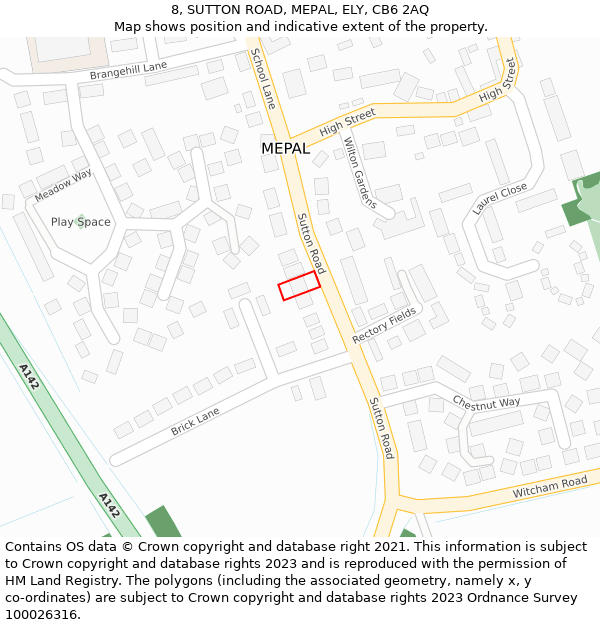 8, SUTTON ROAD, MEPAL, ELY, CB6 2AQ: Location map and indicative extent of plot