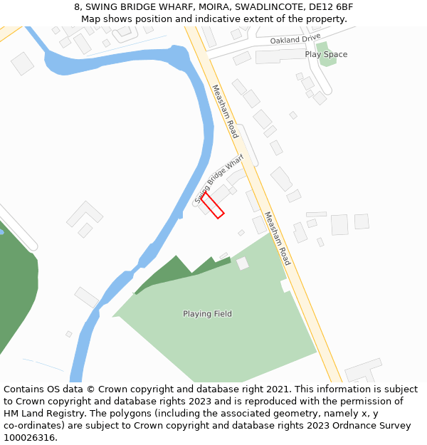 8, SWING BRIDGE WHARF, MOIRA, SWADLINCOTE, DE12 6BF: Location map and indicative extent of plot