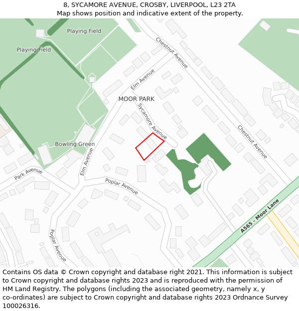 8, SYCAMORE AVENUE, CROSBY, LIVERPOOL, L23 2TA: Location map and indicative extent of plot