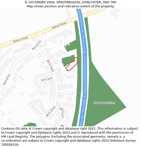 8, SYCAMORE VIEW, SPROTBROUGH, DONCASTER, DN5 7NF: Location map and indicative extent of plot