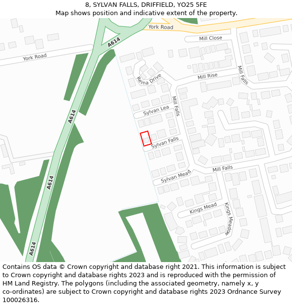 8, SYLVAN FALLS, DRIFFIELD, YO25 5FE: Location map and indicative extent of plot