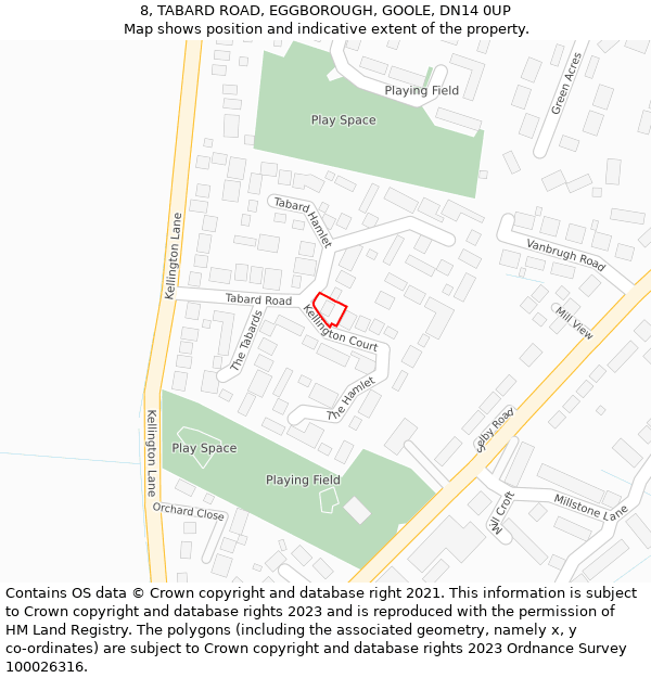 8, TABARD ROAD, EGGBOROUGH, GOOLE, DN14 0UP: Location map and indicative extent of plot