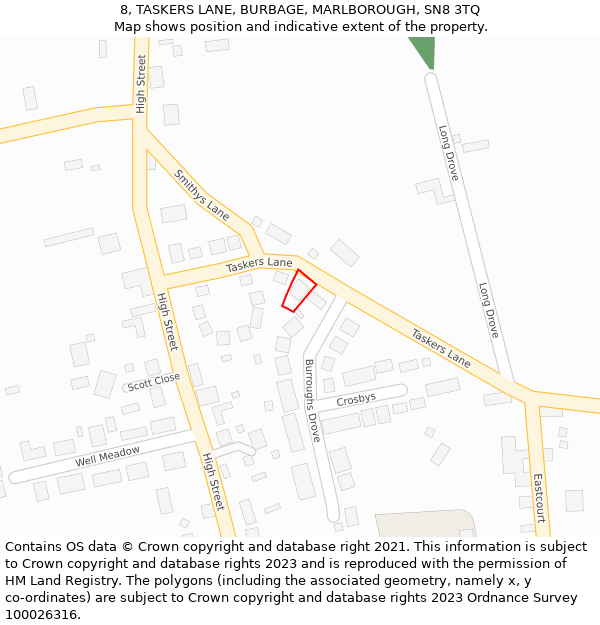 8, TASKERS LANE, BURBAGE, MARLBOROUGH, SN8 3TQ: Location map and indicative extent of plot