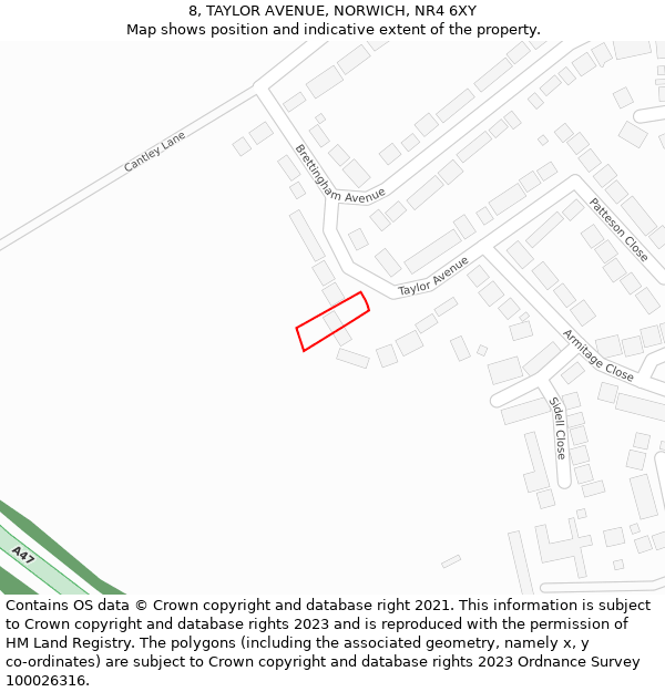 8, TAYLOR AVENUE, NORWICH, NR4 6XY: Location map and indicative extent of plot