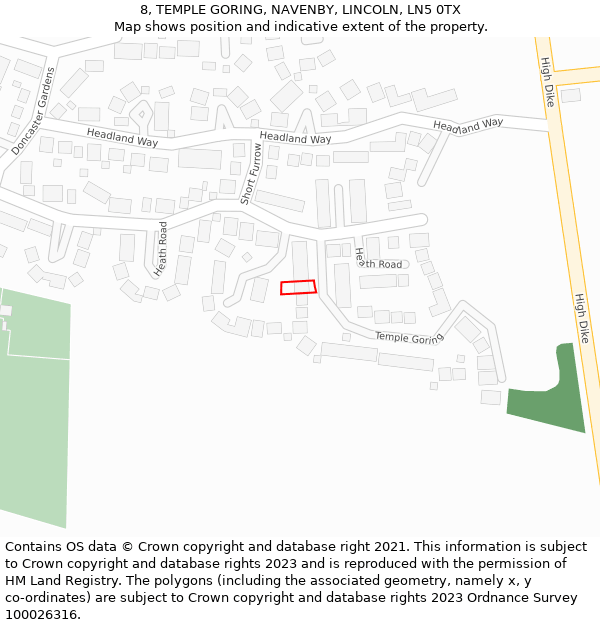 8, TEMPLE GORING, NAVENBY, LINCOLN, LN5 0TX: Location map and indicative extent of plot