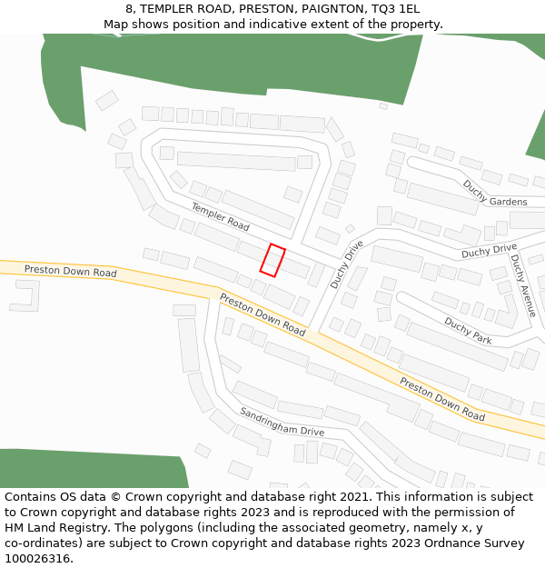 8, TEMPLER ROAD, PRESTON, PAIGNTON, TQ3 1EL: Location map and indicative extent of plot