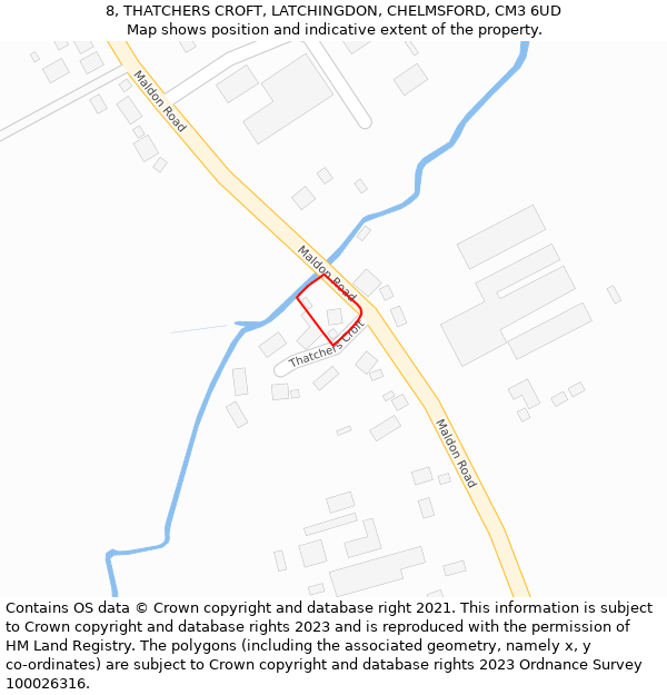 8, THATCHERS CROFT, LATCHINGDON, CHELMSFORD, CM3 6UD: Location map and indicative extent of plot