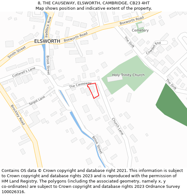 8, THE CAUSEWAY, ELSWORTH, CAMBRIDGE, CB23 4HT: Location map and indicative extent of plot