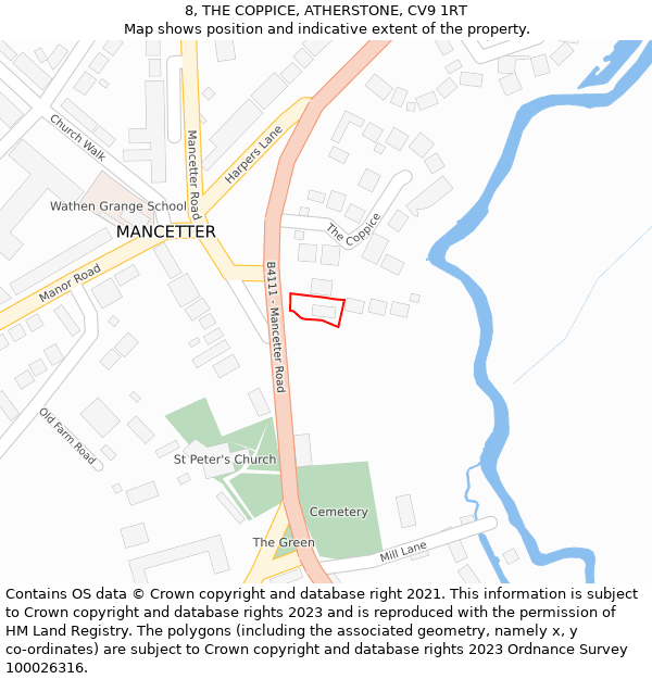 8, THE COPPICE, ATHERSTONE, CV9 1RT: Location map and indicative extent of plot