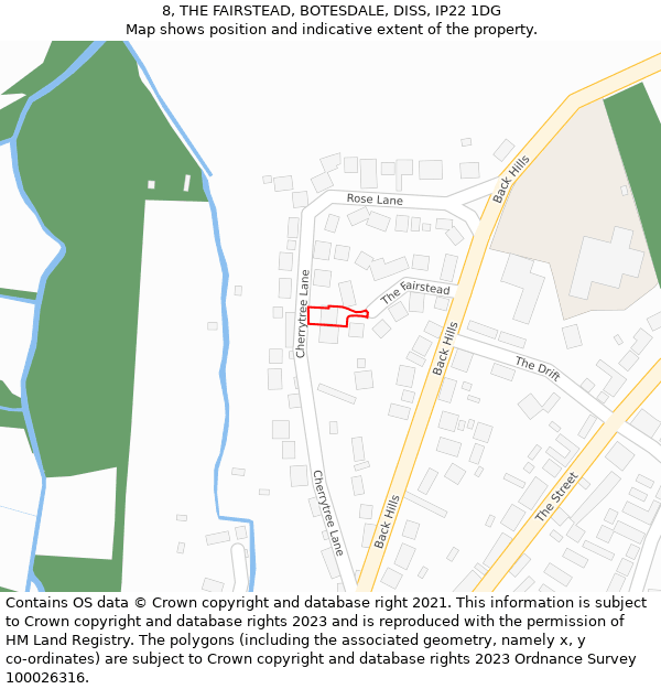 8, THE FAIRSTEAD, BOTESDALE, DISS, IP22 1DG: Location map and indicative extent of plot