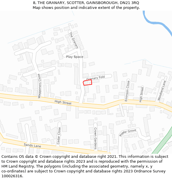 8, THE GRANARY, SCOTTER, GAINSBOROUGH, DN21 3RQ: Location map and indicative extent of plot