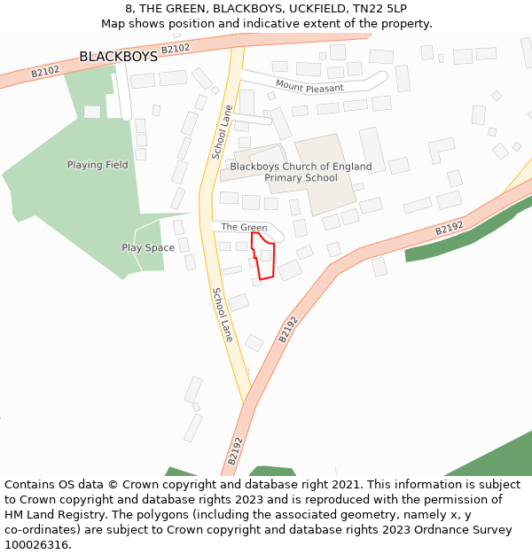 8, THE GREEN, BLACKBOYS, UCKFIELD, TN22 5LP: Location map and indicative extent of plot