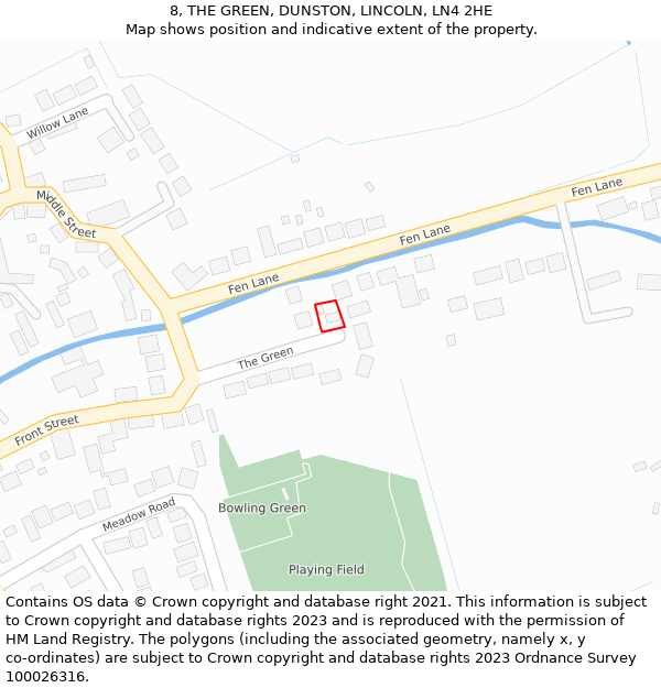 8, THE GREEN, DUNSTON, LINCOLN, LN4 2HE: Location map and indicative extent of plot