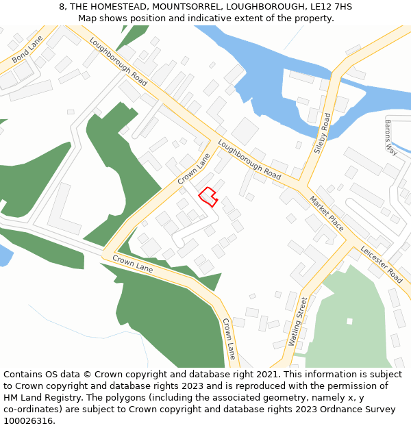 8, THE HOMESTEAD, MOUNTSORREL, LOUGHBOROUGH, LE12 7HS: Location map and indicative extent of plot