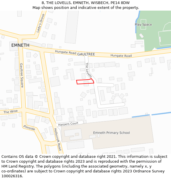 8, THE LOVELLS, EMNETH, WISBECH, PE14 8DW: Location map and indicative extent of plot