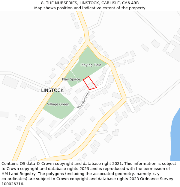 8, THE NURSERIES, LINSTOCK, CARLISLE, CA6 4RR: Location map and indicative extent of plot