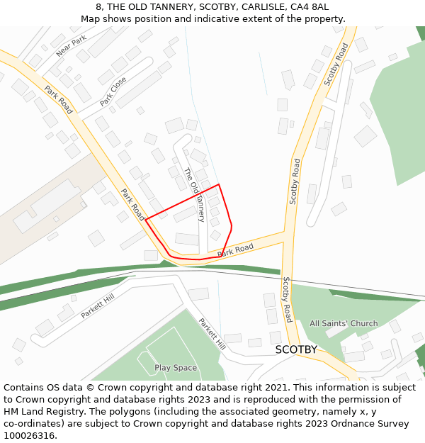 8, THE OLD TANNERY, SCOTBY, CARLISLE, CA4 8AL: Location map and indicative extent of plot