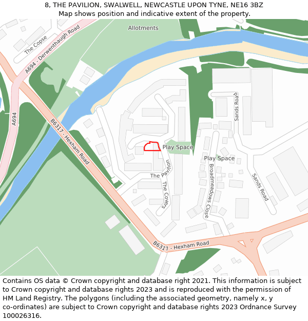 8, THE PAVILION, SWALWELL, NEWCASTLE UPON TYNE, NE16 3BZ: Location map and indicative extent of plot