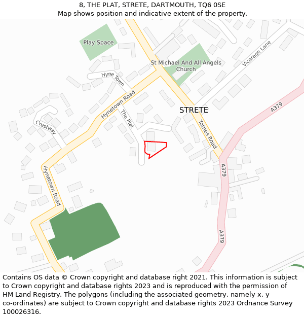 8, THE PLAT, STRETE, DARTMOUTH, TQ6 0SE: Location map and indicative extent of plot