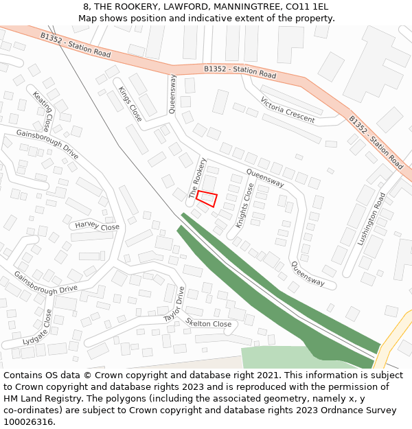 8, THE ROOKERY, LAWFORD, MANNINGTREE, CO11 1EL: Location map and indicative extent of plot