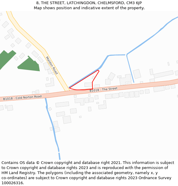 8, THE STREET, LATCHINGDON, CHELMSFORD, CM3 6JP: Location map and indicative extent of plot