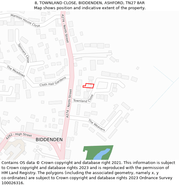 8, TOWNLAND CLOSE, BIDDENDEN, ASHFORD, TN27 8AR: Location map and indicative extent of plot