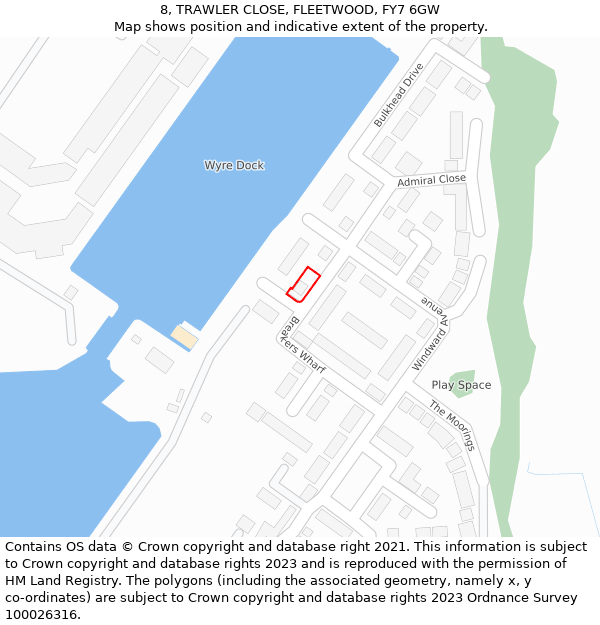 8, TRAWLER CLOSE, FLEETWOOD, FY7 6GW: Location map and indicative extent of plot