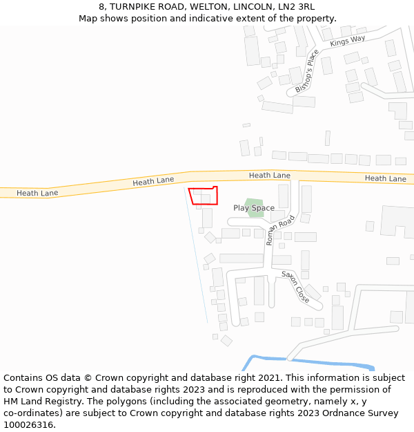 8, TURNPIKE ROAD, WELTON, LINCOLN, LN2 3RL: Location map and indicative extent of plot