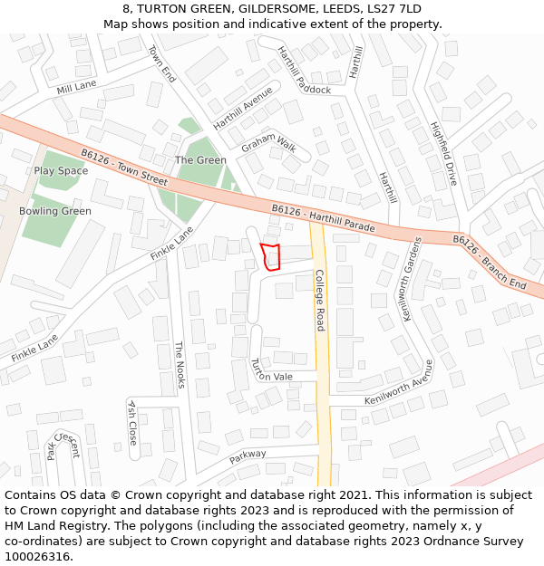 8, TURTON GREEN, GILDERSOME, LEEDS, LS27 7LD: Location map and indicative extent of plot