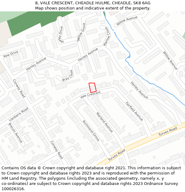 8, VALE CRESCENT, CHEADLE HULME, CHEADLE, SK8 6AG: Location map and indicative extent of plot