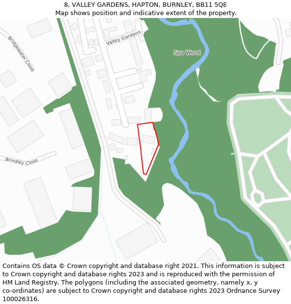 8, VALLEY GARDENS, HAPTON, BURNLEY, BB11 5QE: Location map and indicative extent of plot