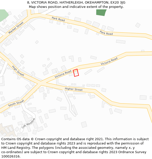 8, VICTORIA ROAD, HATHERLEIGH, OKEHAMPTON, EX20 3JG: Location map and indicative extent of plot