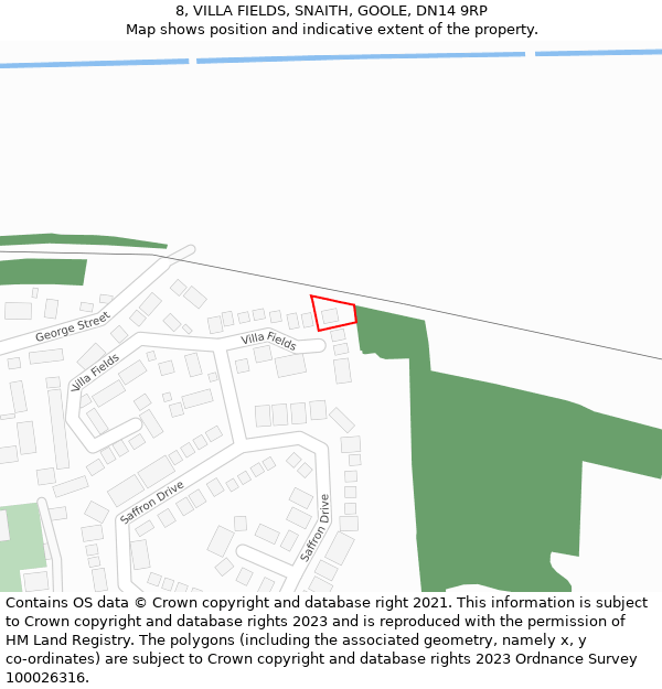 8, VILLA FIELDS, SNAITH, GOOLE, DN14 9RP: Location map and indicative extent of plot