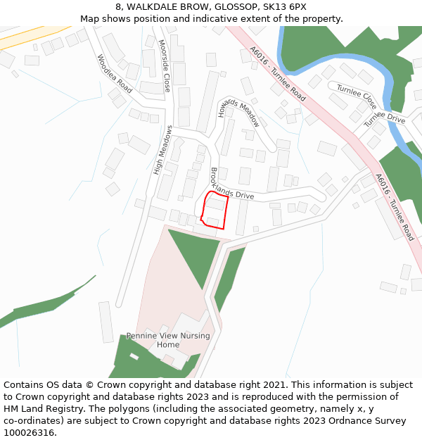 8, WALKDALE BROW, GLOSSOP, SK13 6PX: Location map and indicative extent of plot