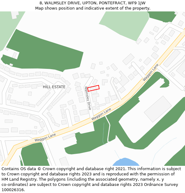 8, WALMSLEY DRIVE, UPTON, PONTEFRACT, WF9 1JW: Location map and indicative extent of plot